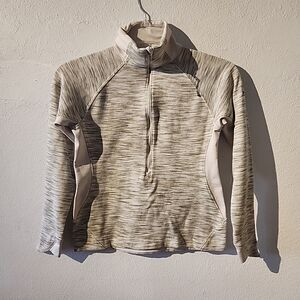 WOMENS COLUMBIA 1/4 ZIP SHIRT TOP LONG SLEEVE KNIT TAN SMALL S